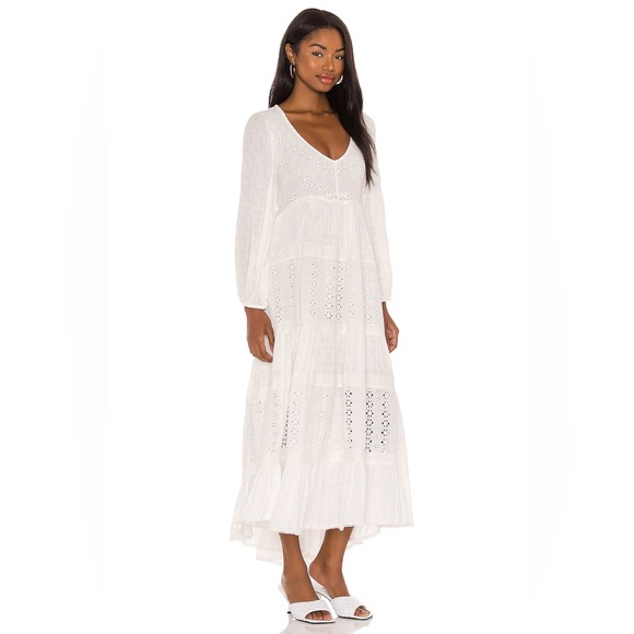 FREE PEOPLE | Eyelet Boho White Mockingbird Maxi Dress - Picture 1 of 11